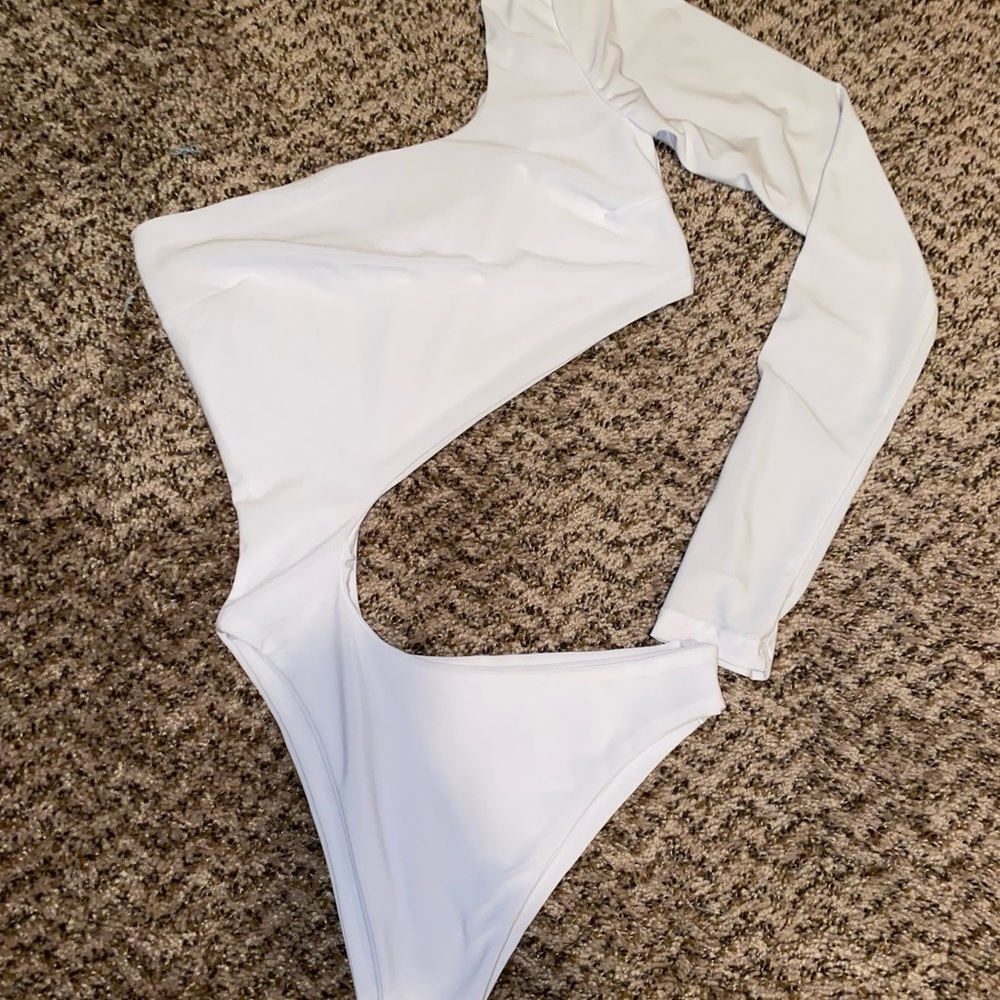 White Sexy Cutout Bodysuit